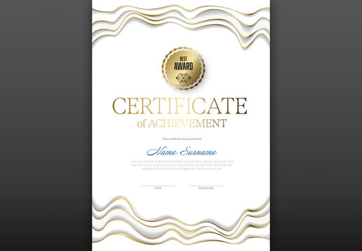Papercut certificate template - white with golden accent