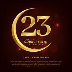 Fototapeta premium 23 years anniversary with golden moon and red shiny background added with text for congratulations words