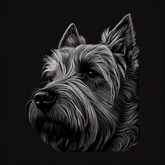 ussell Terriers Dog Breed Isolated on Black Background. Generative AI