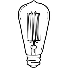 Filament incandescent lamp, vintage Edison light bulb with tungsten icon png