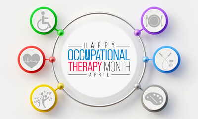 Occupational Therapy month is observed every year in April, It is the use of assessment and intervention to develop, recover, or maintain the meaningful activities. 3D Rendering
