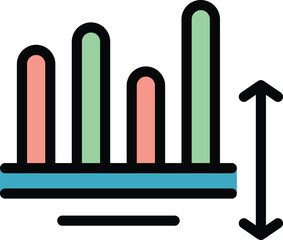 Progress business chart icon. Outline progress business chart vector icon for web design isolated on white background color flat