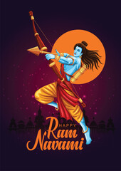 Happy Ram Navami festival of India. Lord Rama birth day. vector illustration design - obrazy, fototapety, plakaty