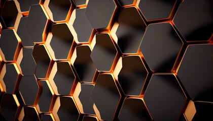 Hexagonal abstract metal background. Generative Ai