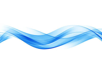 Abstract, smooth, transparent, blue, wave design element. Blue wave. Wave of blue movement curve of a smoky flow.