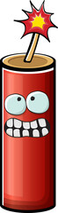 Cartoon burning dynamite characters isolated on white background. Funky red dynamite character with eyes and mouth. Vector bomb clip art, emoji, label and sticker