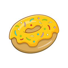 Yellow donut. Vector illustration. Isolated on white background