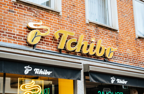 Signboard of Tchibo coffee shop. Haltern am See, Germany. March 4 2023