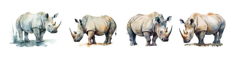 Rhinos - African Savanna Animals created with Generative AI technology.