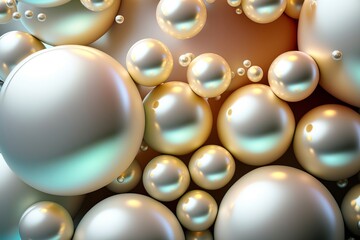 Abstract Bright Background with Pearlescent Balls made with Generative AI