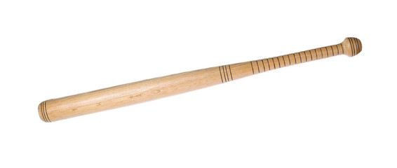 Wooden baseball bat isolated on white. Sports equipment