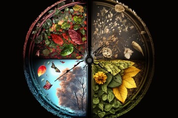 Four seasons in a clock made with Generative AI