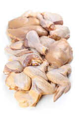 Chicken meat isolate on a white background. Selective focus.
