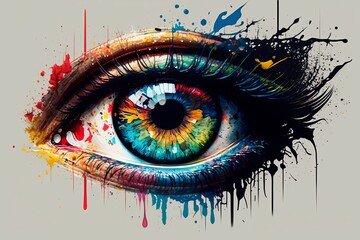 Human Eye with Strokes of Paint made with Generative AI