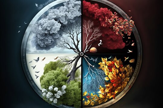 Four seasons in a clock made with Generative AI