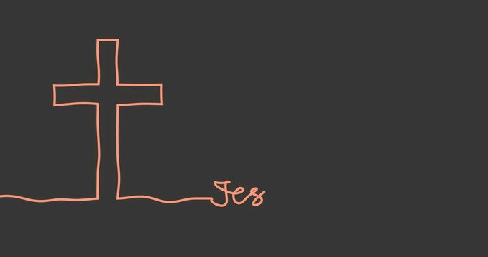Cross and Jesus loves you text in thin lines style
