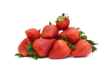 Fresh red ripe strawberry isolated on white, macro image 
