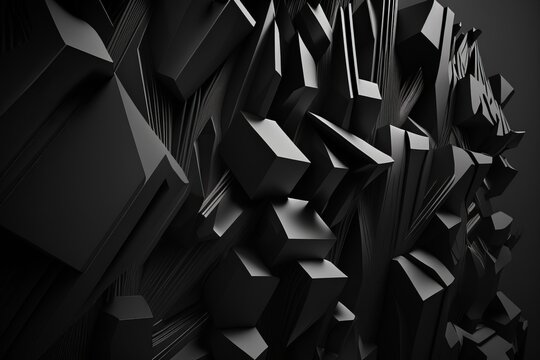 Abstract silver 3D background black made with Generative AI