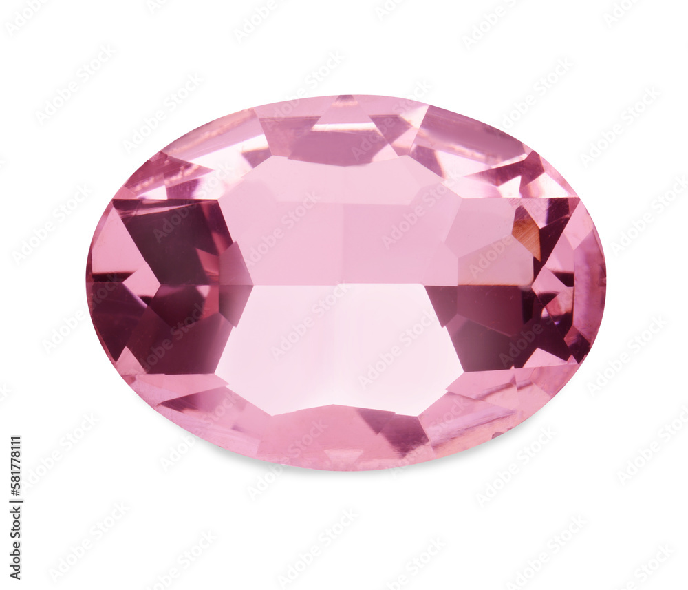 Wall mural Beautiful pink gemstone for jewelry isolated on white