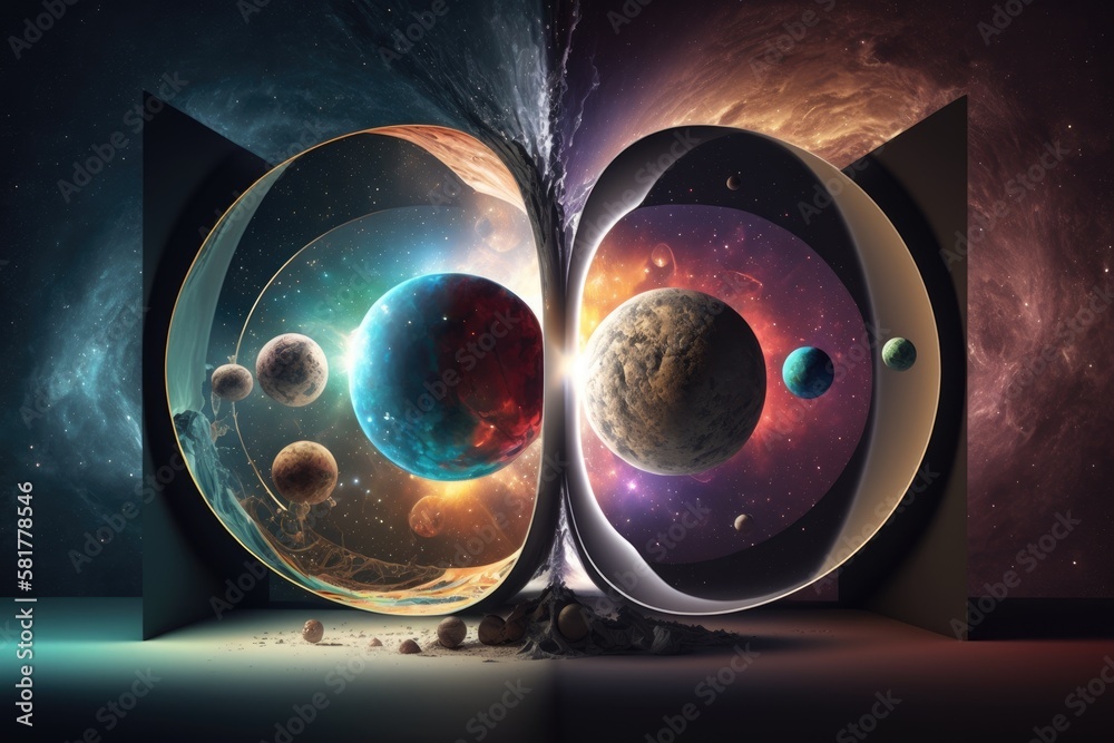 Wall mural parallel universe science theory. generative ai