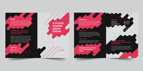 Digital Advertising Agency bifold brochure template. A clean, modern, and high-quality design bifold brochure vector design. Editable and customize template brochure