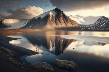 Svalbard's arctic summer landscapes. Generative AI - obrazy, fototapety, plakaty
