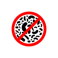 No bacteria sign icon isolated on white background. Vector illustration