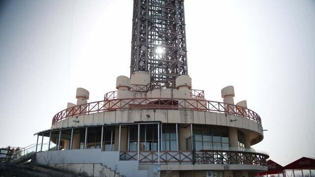 The Millenium Cross in Macedonia with the sun shining through
