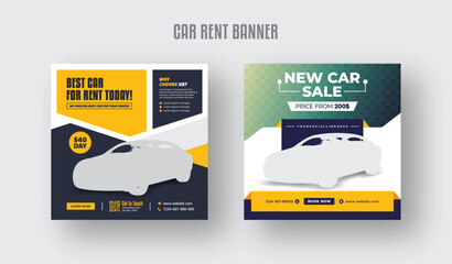 Rent a car social media post, web banner template