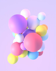 3d rendered colorful random sizes spheres.