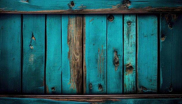 Old rustic wood background with blue paint