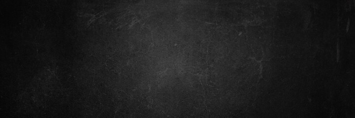Chalkboard background, black dirty chalkboard texture. Panorama view vector design