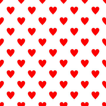 Seamless Pattern With Red Hearts Romance Wedding Card Design Shape Red Clipart Icon Symbol Sign Vector Illustration