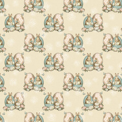 Happy Easter Bunny Seamless Patterns