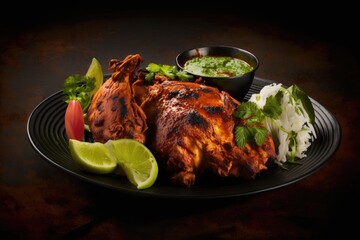 Indian cuisine's national dish is tandoori chicken. Generative AI - obrazy, fototapety, plakaty