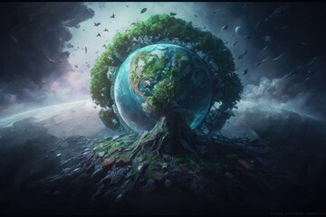 Concept art depicting the world and environment, suitable for use in illustrations..Generative AI.
