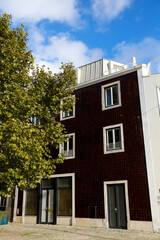 Typical vintage portuguese facades with tiles