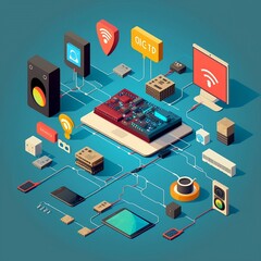 Obraz premium internet of things devices in 3D