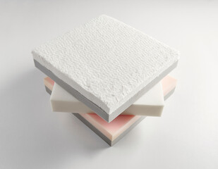 Mattress bed sponge section on the isolated white background.