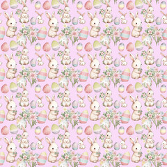 Happy Easter Bunny Seamless Patterns