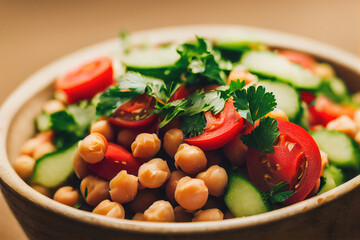 Chickpea salad in a plate created with Generative AI technology