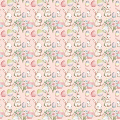 Happy Easter Bunny Seamless Patterns