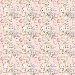 Happy Easter Bunny Seamless Patterns