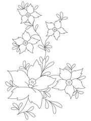 isolated, Doodle floral in black and white. Page for coloring book, interesting and relaxing art for children and adults.