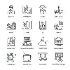 Miscellaneous vector outline icon style illustration. EPS 10 File Set 3