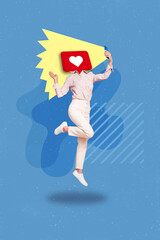 Composite collage photo of young headless popular blogger girl addicted social media popularity...