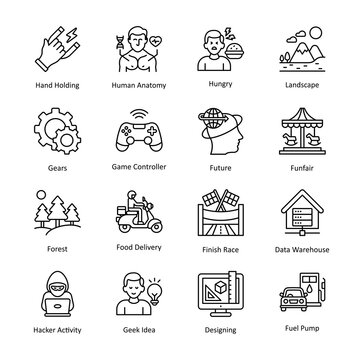 Miscellaneous vector outline icon style illustration. EPS 10 File Set 2