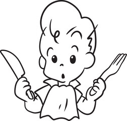 Obraz premium boy profile logo cartoon doodle kawaii anime coloring page cute illustration drawing clip art character chibi manga comic