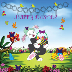 happy Easter Big Celebration Vector Illustration Colourful handsketch Design