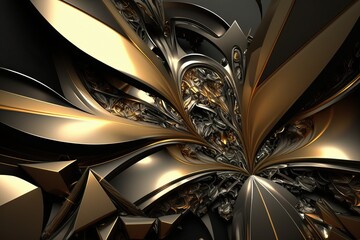 Abstract fractal pattern in metallic colors (Ai generated)